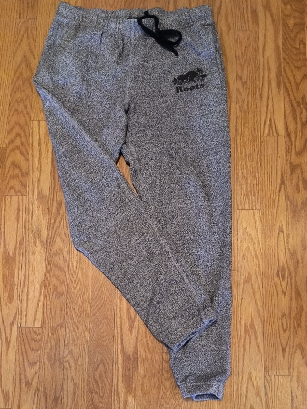 Men's Roots Heather Gray Sweatpants with Drawstring Waist, Size Medium